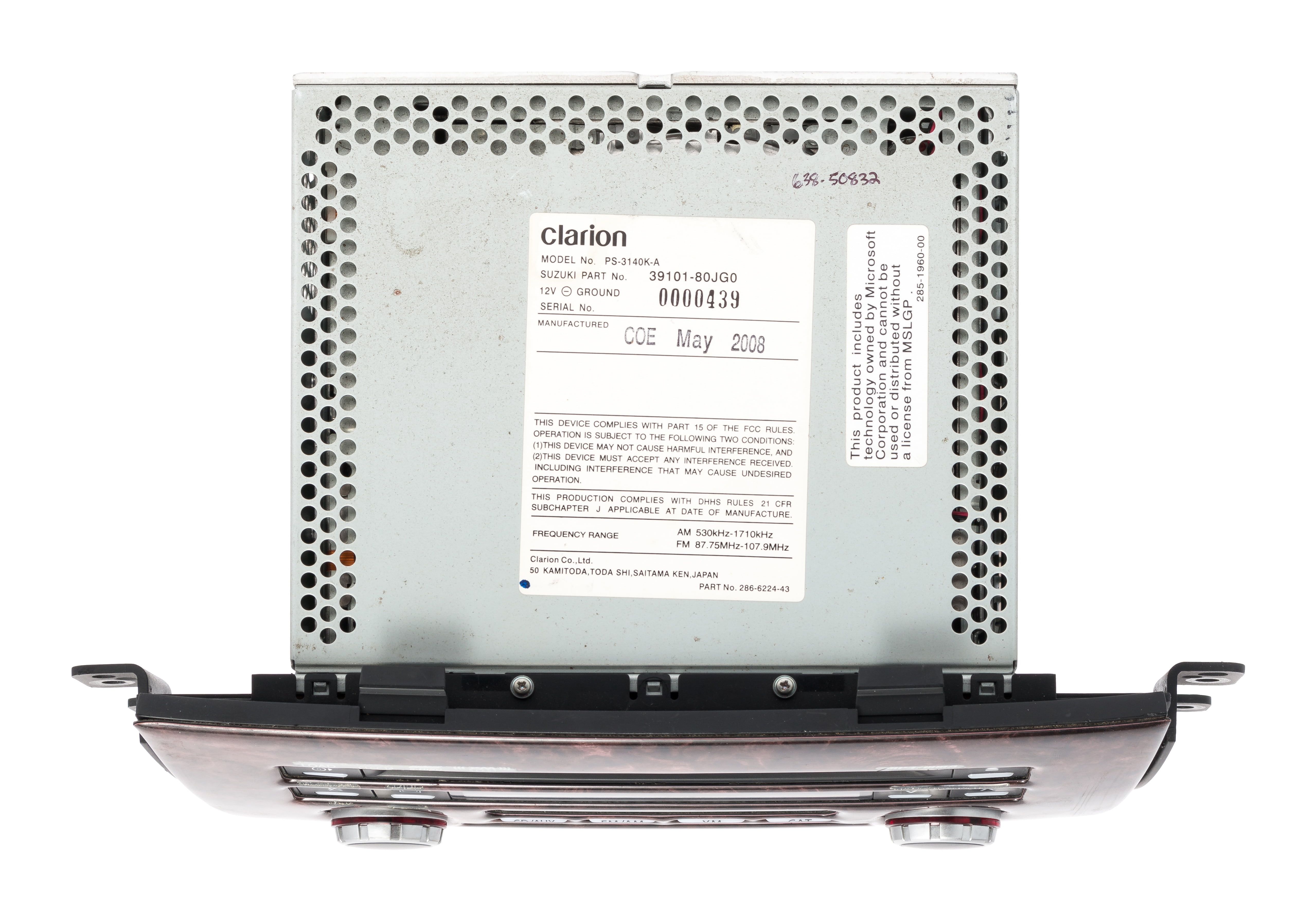 Restored 2007-12 Suzuki SX4 AM FM Radio XM 6 Disc CD MP3 Player 39101-80JG0 OPT CLCC14 (Refurbished)