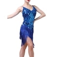 thumbnail image 3 of Faithtur Ladies Dress Sequins Irregular Multi-layer Tassel Hem Dance Dress, 3 of 7