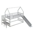 thumbnail image 5 of Euroco Heavy Duty Metal House Bunk Bed, Twin over Twin Bed with Slide and Storage Staircase for Bedroom, Silver, 5 of 13