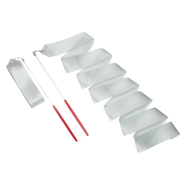Uxcell 2 Pcs Cintas de Baile, 78.7" Cintas de Gimnasia Rítmica para Danza Artística, Varitas para Girar, Plateado