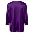 thumbnail image 5 of 3/4 Sleeve V Neck Women's Blouses Silk Satin Casual Dressy Tops Loose Fit Lightweight Soft Breathable Business Work Shirts, #02 Purple, XL, 5 of 7