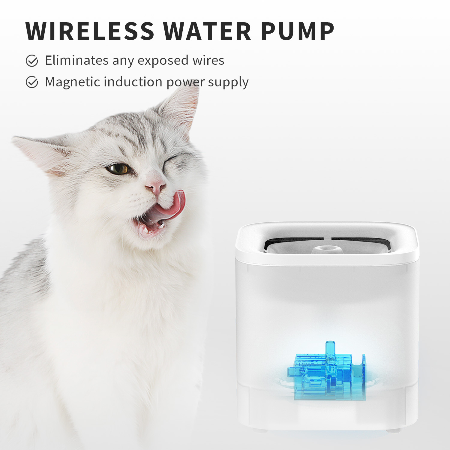 PETKIT Cat Water Fountain with Filters Included, Ultra Quiet 65oz/1.85L Pet Water Fountain for Cats and Dogs Inside