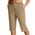 thumbnail image 3 of OVAFBAU Women's Capris Pants Lounge Pants Elastic Waist Capris Drawstring Loose Casual Summer Pants with Pockets, 3 of 8