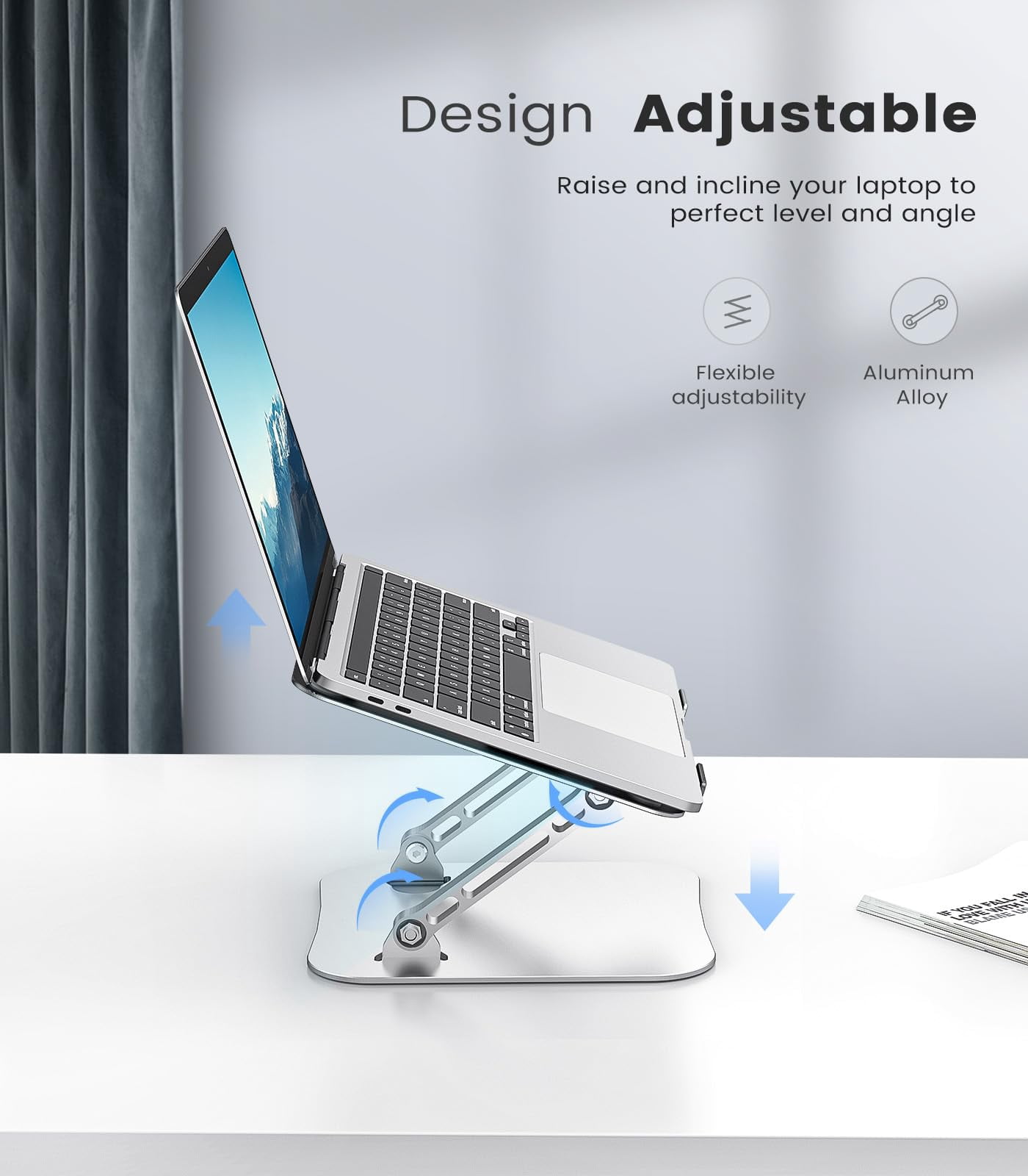 Laptop Stand Adjustable Computer Sturdy Aluminum For Desk Foldable Holder Portable Riser 11-16-inch Notebook Tablet And More