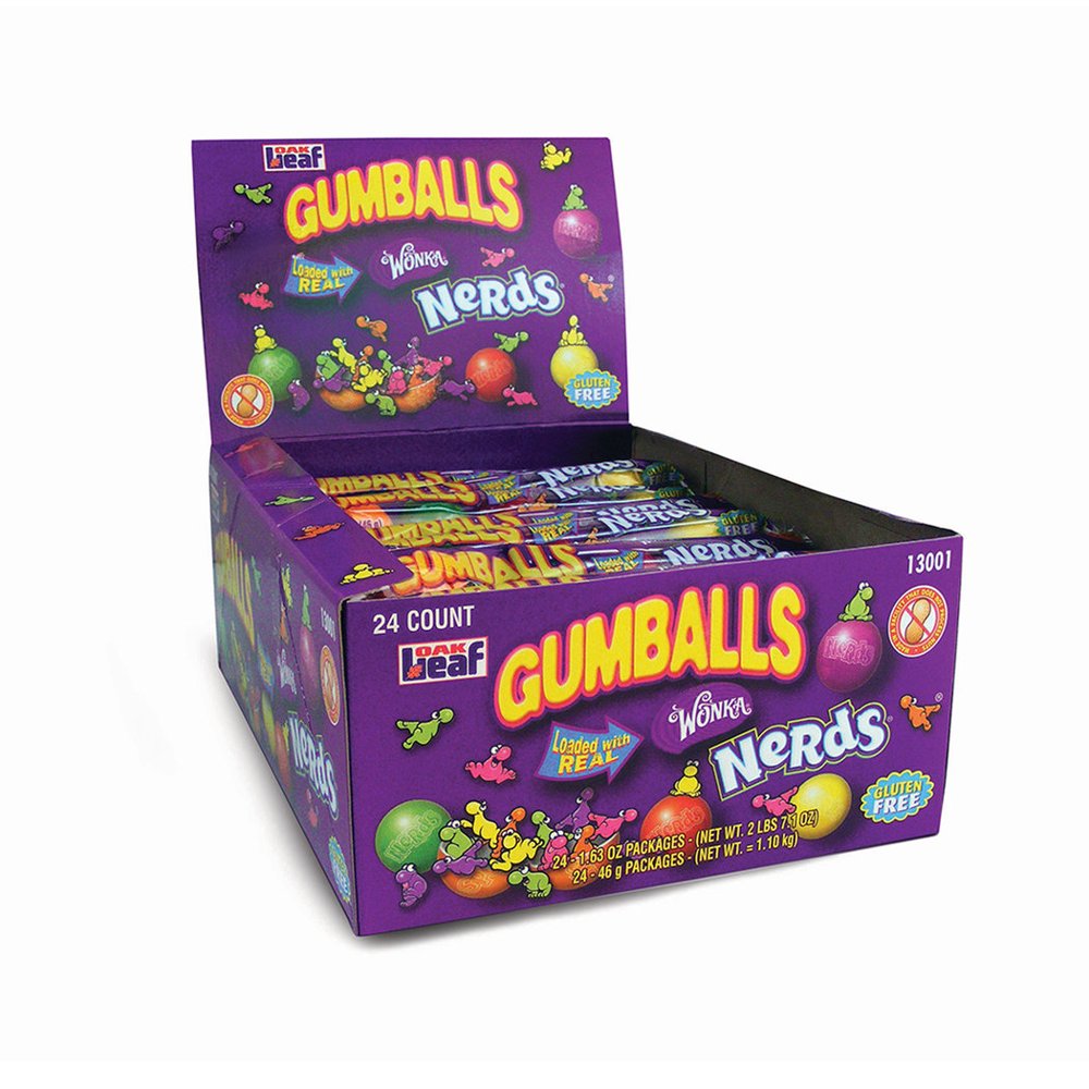 Nerds Filled Gumballs 5Ball Tube Display Box Assorted