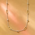 thumbnail image 2 of Pure Collection by Ross-Simons 18kt Gold Over Sterling and Sterling Silver Paper Clip Link Bead Station Necklace, Women's, Adult, 2 of 6