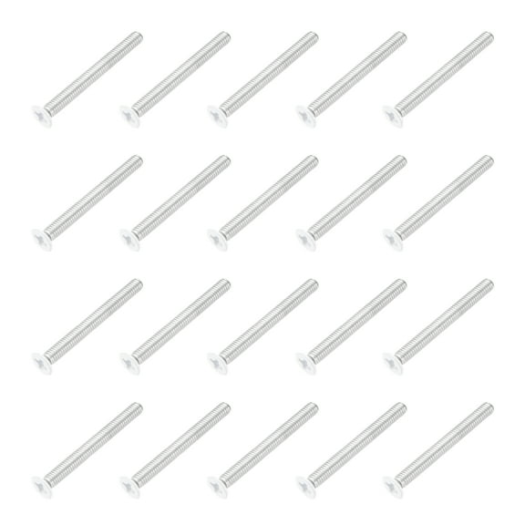 Uxcell M4 x 35mm Flat Countersunk Head Machine Screws 304 Stainless Steel Full Thread Phillips Drive Cross Screw for Furniture Connection Electrical Appliances (White, Pack of 20)