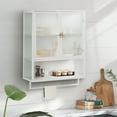 thumbnail image 2 of Bathroom Wall Cabinet, Over The Toilet Storage Cabinet with Open Shelf & Towel Rack, Bathroom Cabinet Wall Mount in Metal, Medicine Cabinets for Bathroom, Living Room, Laundry Room, White, 2 of 9