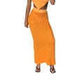 thumbnail image 4 of VISgogo Falda de punto de ropa de playa para mujer, Raya / Color sólido Cintura alta Slim Fit Hollow Summer Half Dress Prenda VISgogo moda, 4 of 9