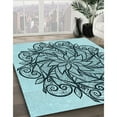 thumbnail image 3 of Ahgly Company Tapis Rond Lavable en Machine Intérieur Transitionnel Bleu Électrique, 7 Pieds Rond, 3 of 7