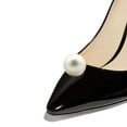 thumbnail image 4 of FSJ Women Classic Studded Pearls High Heel Pumps Pointy Close Toe Slip On Ladies Office Party Dress Pump Slide Shoes Size 7.5 Black, 4 of 4