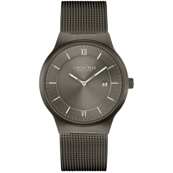 Stainless Steel Case Mesh Bracelet Grey Dial Gunmetal Watch - 45B140