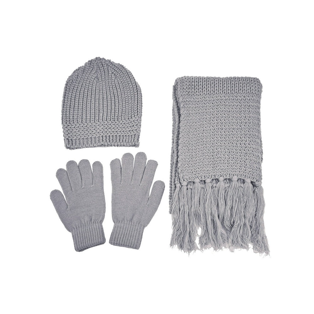 Unisex Warm Knitted Winter Set - Beanie, Gloves and Scarf, 57_Grey ...