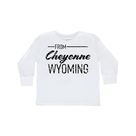 

Inktastic From Cheyenne Wyoming in Black Distressed Text Gift Toddler Boy or Toddler Girl Long Sleeve T-Shirt