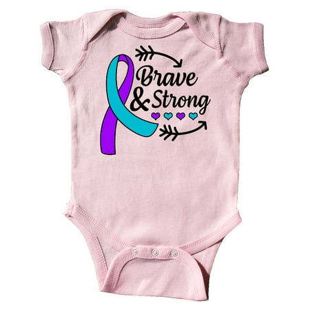 

Inktastic Suicide Prevention Awareness Brave and Strong with Arrows Gift Baby Boy or Baby Girl Bodysuit