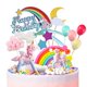 thumbnail image 1 of Unicornio MOVINPE para decoración de tartas con 2 unicornios mágicos y 1 arcoíris, 1 of 7