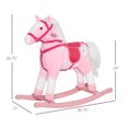 thumbnail image 3 of Qaba Rocking Horse Plush Pony Children Kid Ride on Toy w/ Realistic Sound (Light Pink), 3 of 10