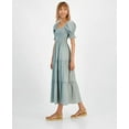thumbnail image 3 of And Now This GREEN MILIEU Women's Puff-Sleeve Cotton Tiered Maxi Dress, US Small, 3 of 4