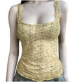 thumbnail image 2 of Womens Tank Top Tank Tops Women Women's Fresh Floral Contrast Color Mesh Round Neck Camisole Yellow L, 2 of 9