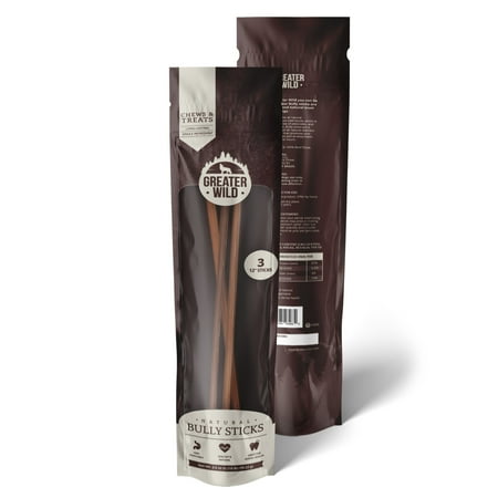 UPC: 0810084934630 | Greater Wild 12  Standard Bully Sticks Dog Treats  3 Pack  – Single Ingredient 100% All Natural Beef  Long Lasting Dog Chews for Puppies  Small Dogs  and Older Dogs – 100% Digestible-