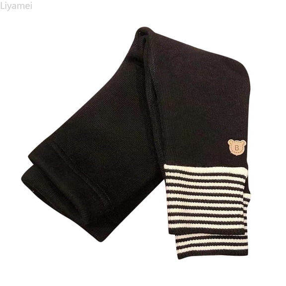 Liyamei Kids Winter Leggings For Girls Boys Thick Velvet Warm Pants Fleece Lined Winter Leggings Tights Girls Leggings Size Black 12-18 Months