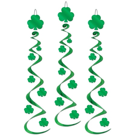 Beistle 30" Shamrock Whirls Green 9/Pack 30050