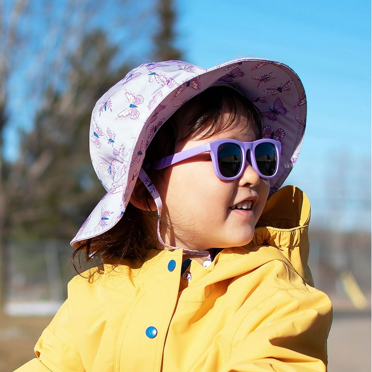 Jan & Jul Kids' Sun-Hat for Girls, 50+ UPF, Lightweight, Breathable (L: 2-5  Years, Butterfly)
