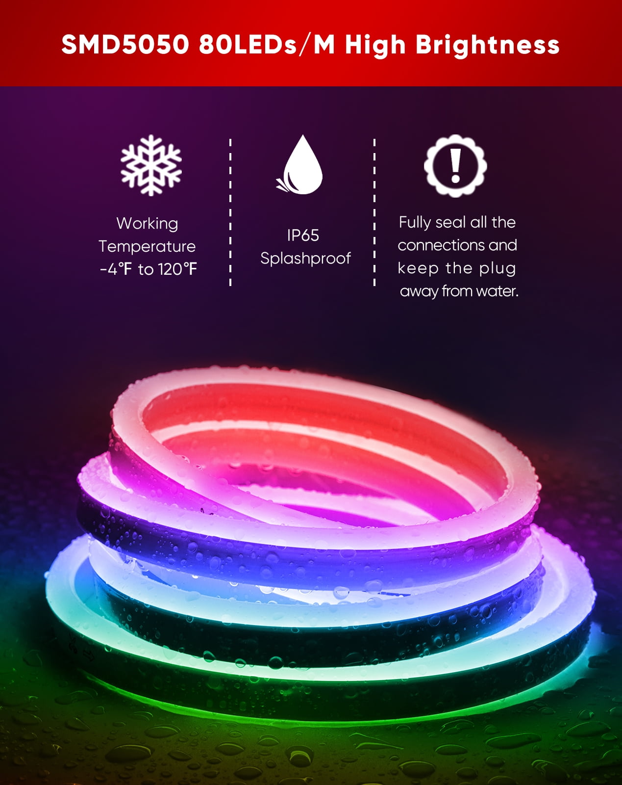 Shine Decor 16FT LED RGB Neon Rope Lights, ETL-Listed AC 110-120V Neon LED Strip Lights SMD5050 80LEDs/m with Remote, Dimmable Multicolor Change Flexible Neon Rope Lighting Waterproof for In&Outdoor