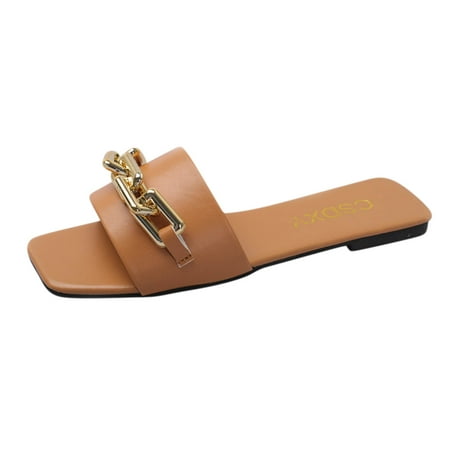 

Summer Savings Clearance! PEZHADA Womens Sandals Slippers for Women Flat Shoes Ladies Beach Sandals Summer Non-Slip Causal Slippers Khaki