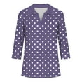 thumbnail image 6 of Fesfesfes Women's Solid Color Blouses Trendy Loose Casual Three-Quarter Sleeve V-Neck Tops Slim-Fitting Cut to Flatter Figure T-Shirt(Purple#1,XL), 6 of 6