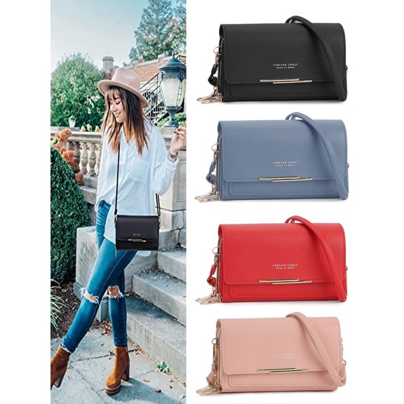 Luxtrada Small Crossbody Bag for Women,Cell Phone Purse Women's Shoulder Handbags Wallet Purse with Credit Card Slots (Black)