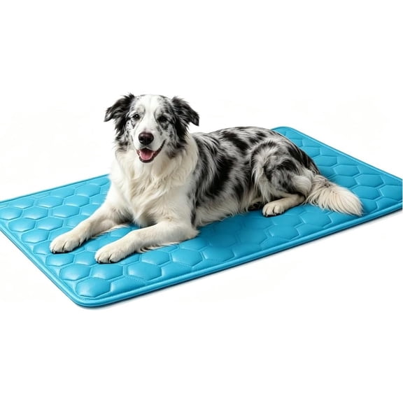 Large Size Self Cooling Dog Mat, Washable Pet Cooling Pad for Large Dogs Cats, Portable Foldable Self Cool Mat, Summer Heat Relief Pet Bed Mat for Extra Large Medium Dogs, Blue