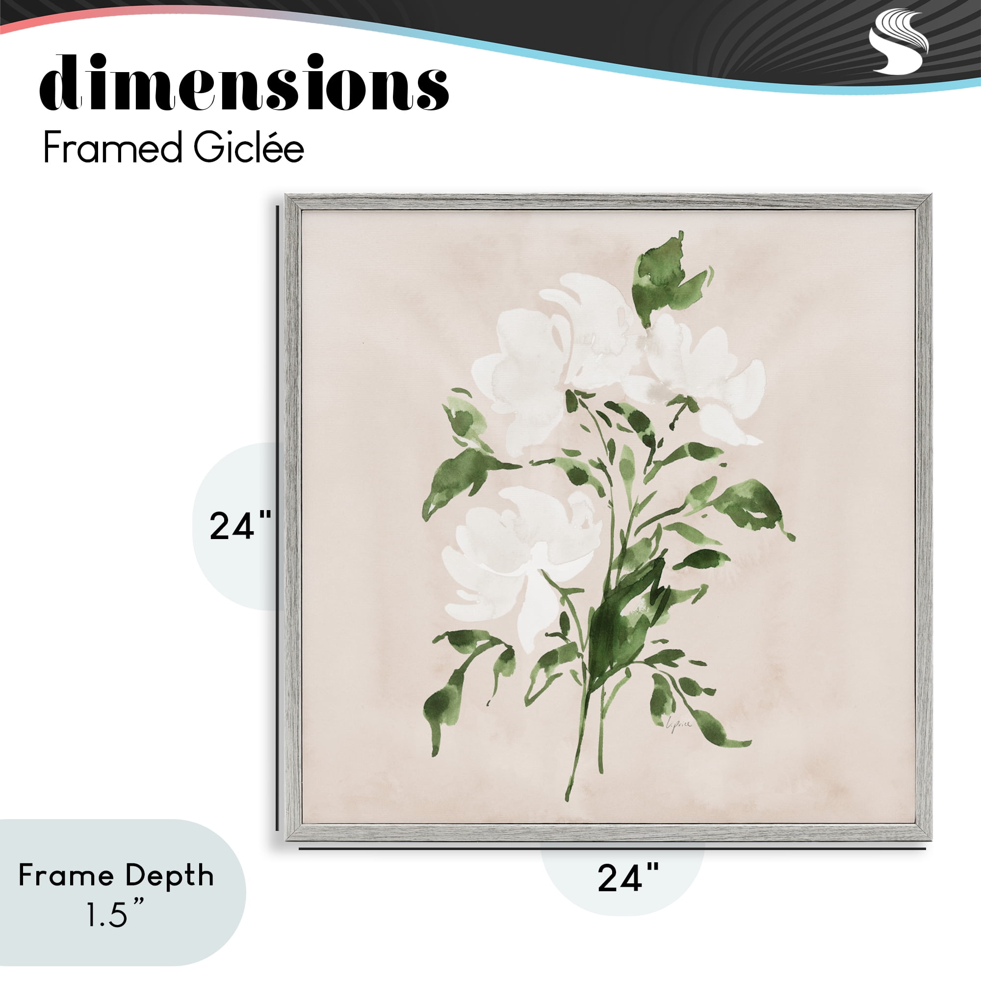 Stupell Industries White On Tan Blossom Gray Framed Giclee Art, design by Lucille Price