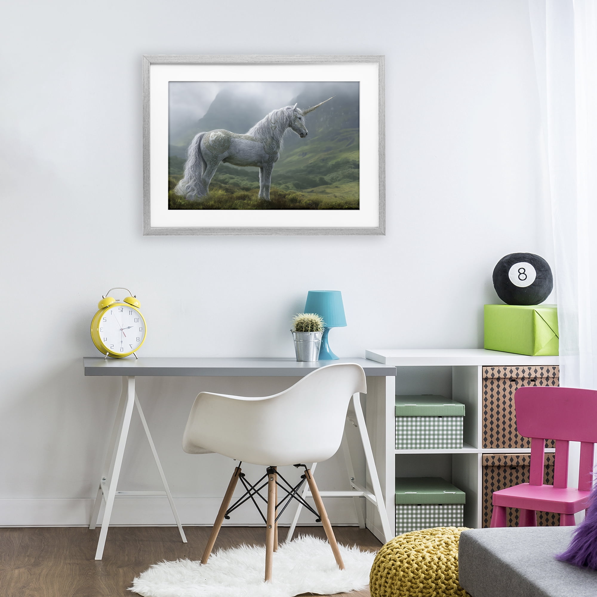 Stupell Industries Elegant Celtic Unicorn Gray Framed Print Under Glass, design by The Wands Want