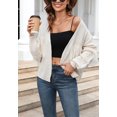 thumbnail image 4 of Fringe Tassel Open Front Sweater Cardi Long Sleeve Drop Shoulder Beige X-Large, 4 of 5
