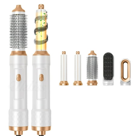 5-in-1 Hot Air Brush Styler Kit, Interchangeable Hair Dryer Brush Set with Curling Barrels, Volumizer, and Smoothing Brush for All Hair Types