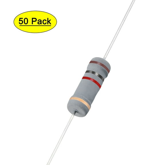 50Pcs 2W 1K Ohm Carbon Film Resistor 5% Tolerance 4 Color Bands