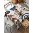 thumbnail image 2 of Brown Nave Blue Boho Suqare Tablecloth - 60 x 60 Inch, Modern Geometric Botanical Waterproof & StainResistant Tablecloth, Washable Oil-proof Table Cover for Dining/Party/Wedding/Camping/Buffet, 2 of 9