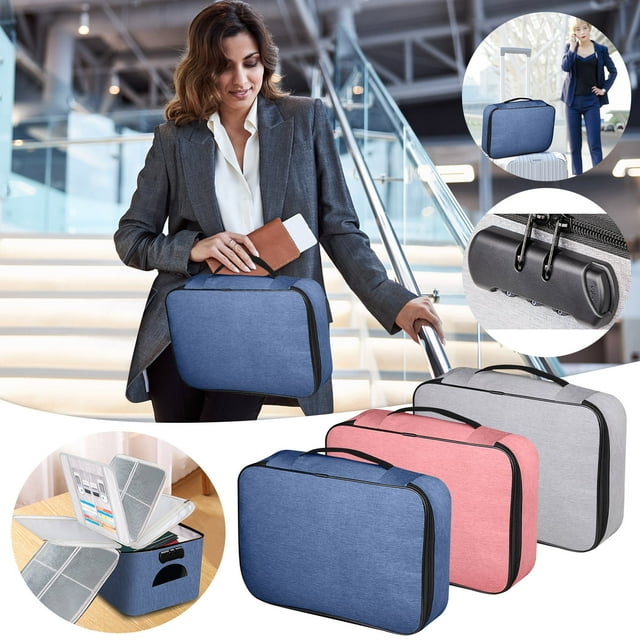 Xihbxyly Bolsa para Documentos, Portacertificados Multicapa, Organizador de Archivos de Gran Capacidad, Solución para El Almacenamiento de Documentos Familiares, Tela Resistente y Acero Plástico, Dis
