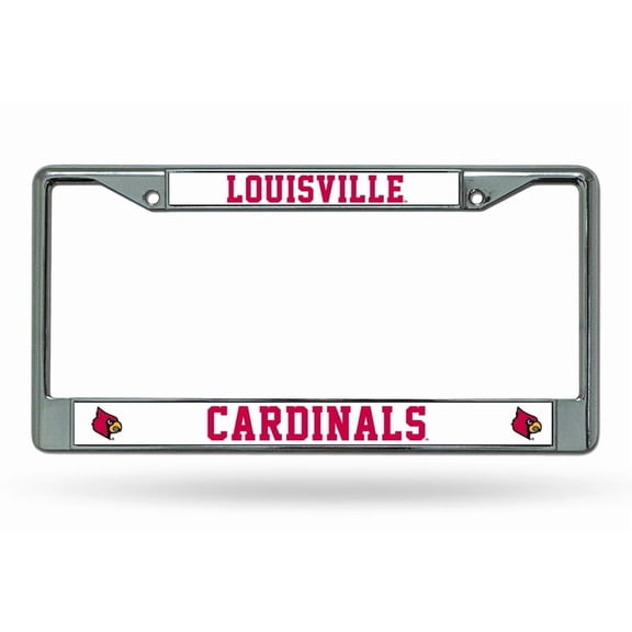 Louisville NCAA - 12" x 6" Standard Size - Chrome Metal License Plate Frame