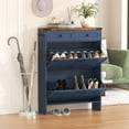thumbnail image 5 of Shoe Cabinet with 2 Flip Drawers, Hidden Shoe Storage Cabinet with 2 Pull-out Drawers, Farmhouse Shoe Organizer for Entryway, Narrow Shoe Rack for Front Door Entrance, Blue, No Deodorizing Function, 5 of 7