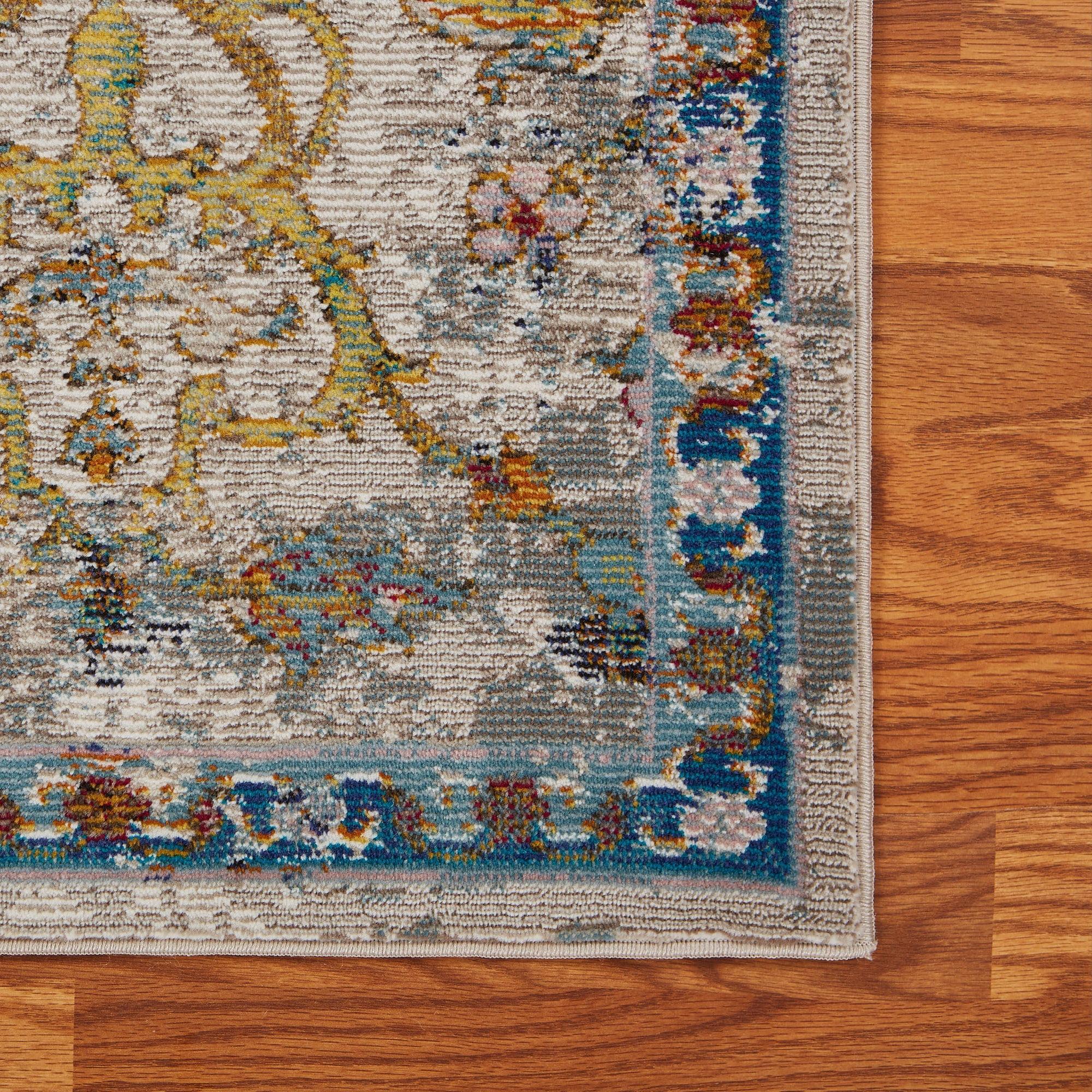 LR Home Ada 7'9" x 9'9" Green/Gray Distressed Floral Indoor Area Rug