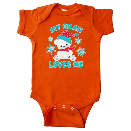 

Inktastic Polar Bear My Gran Loves Me in Santa Hat with Snowflakes Gift Baby Boy or Baby Girl Bodysuit