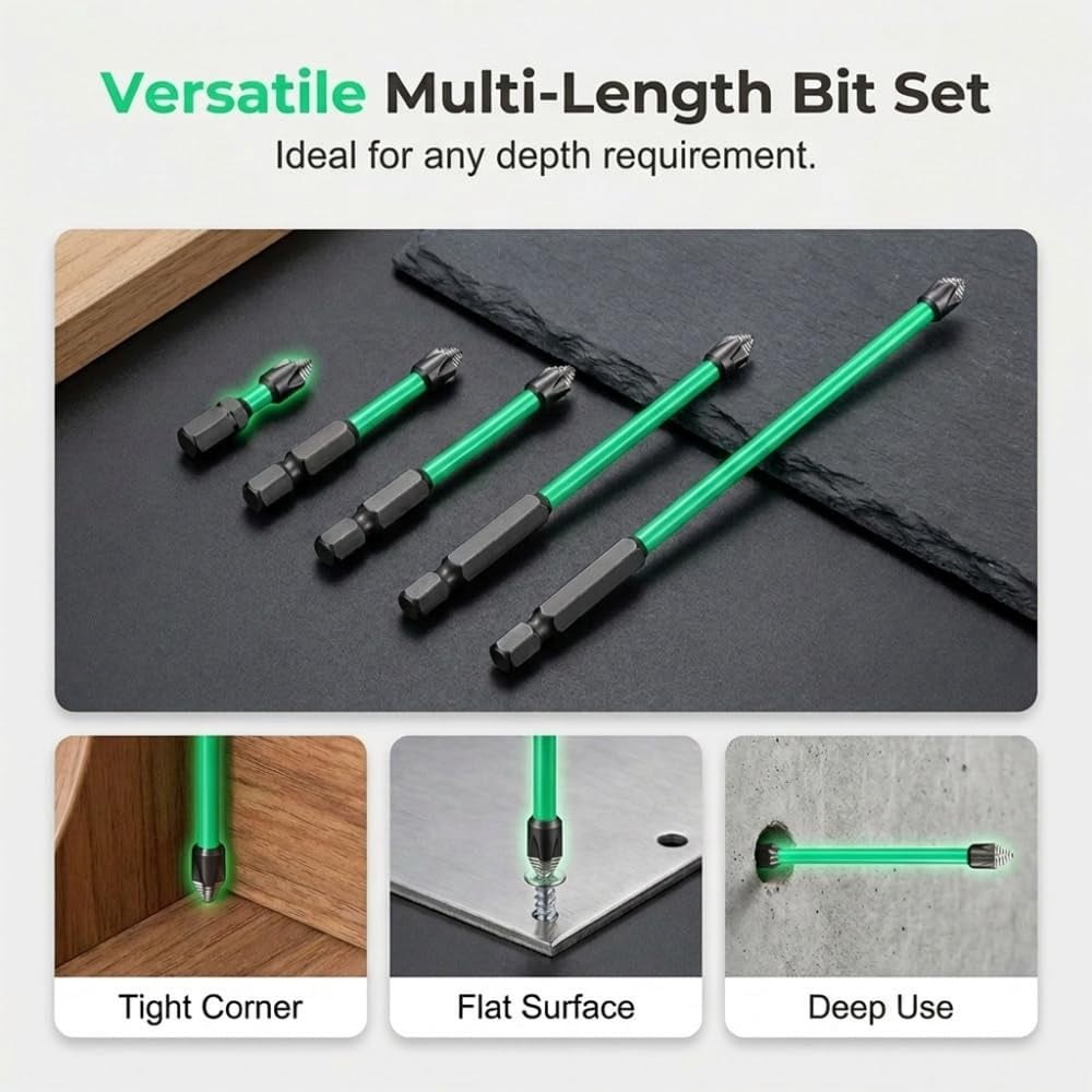Screwdriver Bit Set, S2 Steel Impact Driver Bit Set with Strong Magnet, Anti-Slip Power Drill Bits for Electric Screwdriver, Power Drill and Hand Tool