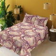 thumbnail image 2 of Ambesonne Paisley Fitted & Flat Sheet with Shams 4 Pcs Set, Modern Leafy Floral Motif, King, Raspberry Cream Pale Pink, 2 of 5