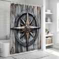 thumbnail image 5 of Vintage Coastal Shower Curtain Set - Extra Long 72" x 96" Washable Bathtub Curtain with 12 Hooks, Compass Nautical Summer Beach Waterproof Fabric Stall Shower Curtains for Bathroom/Bathtub Décor, 5 of 6