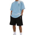 thumbnail image 2 of Letdown Mens Short Sleeve T Shirt and Shorts Set Casual Two Piece Outfit Lightweight Breathable Summer Lounge Athletic Wear (Light Blue,XXL), 2 of 4