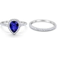thumbnail image 2 of Divine Creation 2.00 Ct Pear Cut Blue Sapphire Wedding Engagement Bridal Ring Set 14K White Gold Plated 925 Sterling Silver For Women's -5.5, 2 of 3