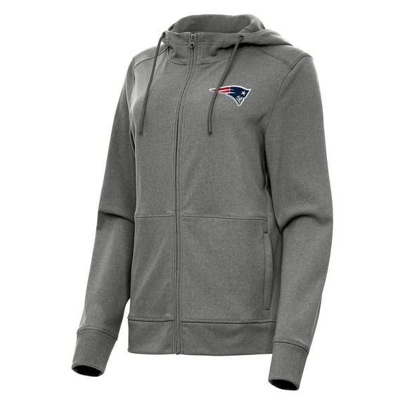 Women's Antigua Heather Charcoal New England Patriots Seeker Full-Zip Hoodie Jacket