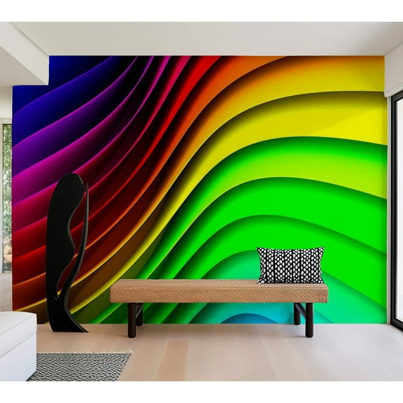Tiptophomedecor Abstract Wallpaper Wall Mural - Rainbow Waves